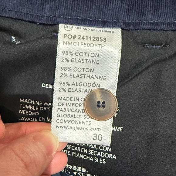 AG Stella Wide Cord In Deep Trenches size 30 - Picture 8 of 9